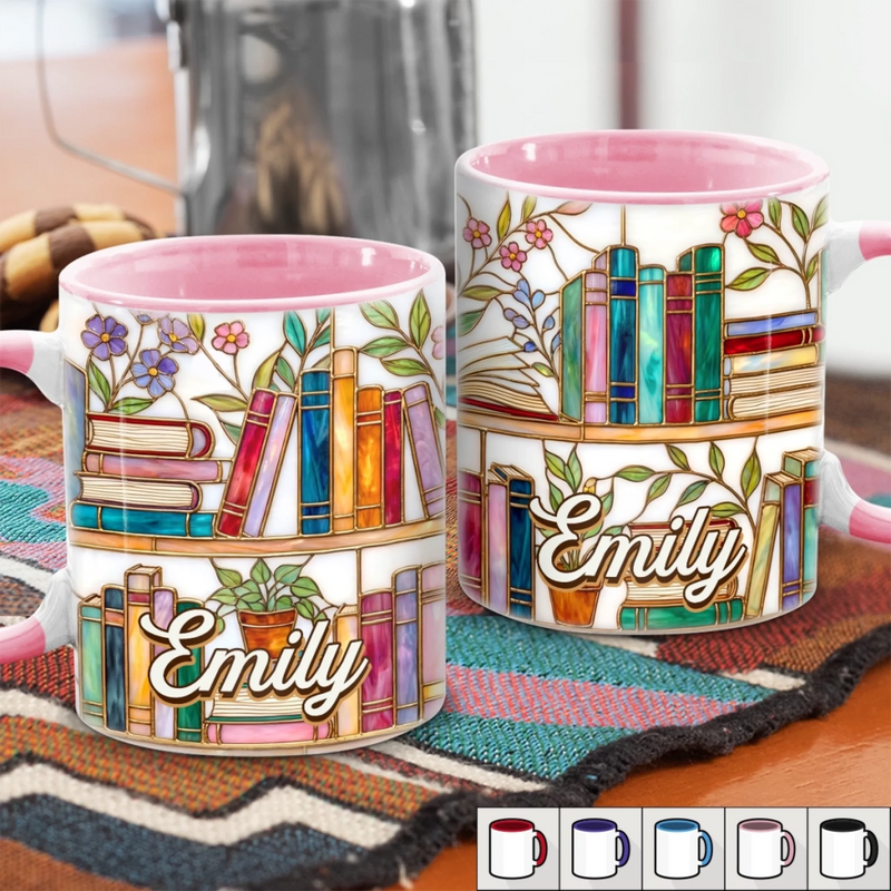 Custom Accent Mug - Personalized Bookish Gifts For Book Lovers, Bookworms, Readers - Read More Stress Less