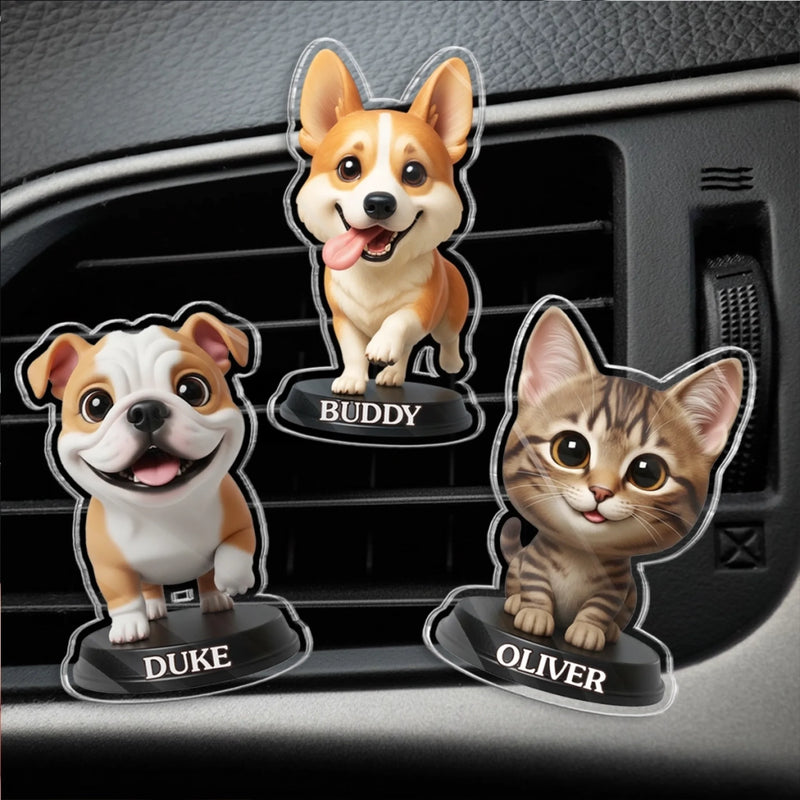 Custom Photo Acrylic Car Vent Clip - Personalized Birthday Gifts For Dog Cat Lovers, Dog Dad And Mom, Cat Owners - The Best Travel Buddy