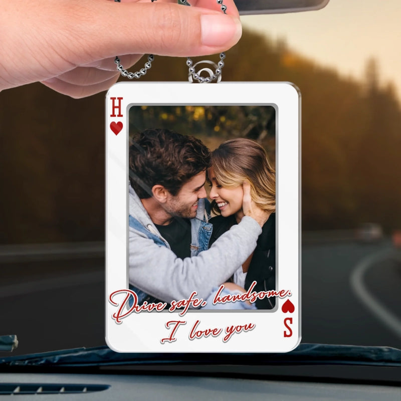 Custom Photo Acrylic Car Ornament - Personalized Anniversary Wedding Gifts For Husband And Wife, Him And Her - My Favorite View Is You