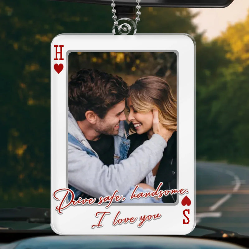 Custom Photo Acrylic Car Ornament - Personalized Anniversary Wedding Gifts For Husband And Wife, Him And Her - My Favorite View Is You