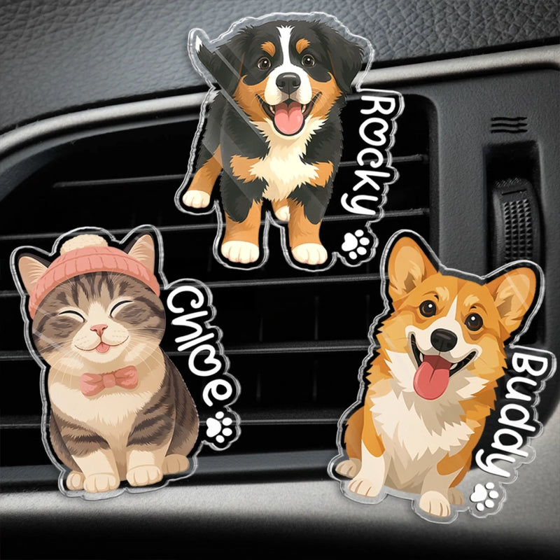 Custom Photo Acrylic Car Vent Clip - Personalized Birthday Gifts For Dog Cat Lovers, Dog Dad And Mom, Cat Owners - Your Daily Dose Of Dog Joy