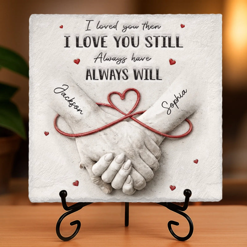 Custom Square Shaped Stone With Stand - Personalized Anniversary Wedding Gifts For Husband And Wife, Him And Her - Together We Choose Us