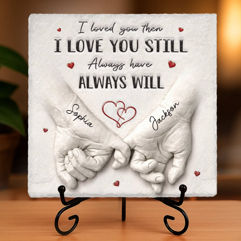 Custom Square Shaped Stone With Stand - Personalized Anniversary Wedding Gifts For Husband And Wife, Him And Her - You Are My Safe Place
