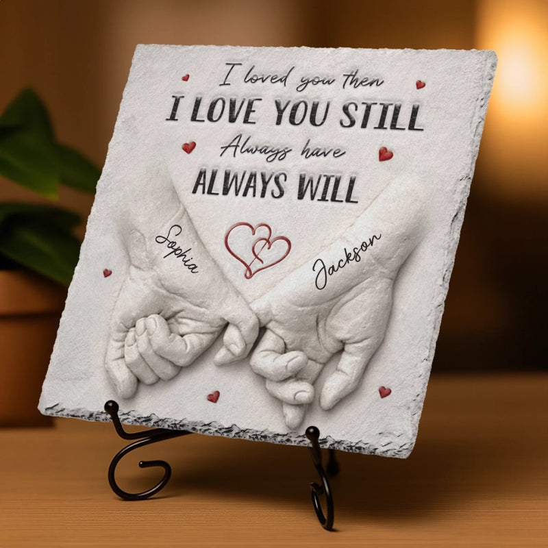 Custom Square Shaped Stone With Stand - Personalized Anniversary Wedding Gifts For Husband And Wife, Him And Her - You Are My Safe Place