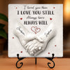 Custom Square Shaped Stone With Stand - Personalized Anniversary Wedding Gifts For Husband And Wife, Him And Her - Our Love Keeps Growing