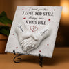 Custom Square Shaped Stone With Stand - Personalized Anniversary Wedding Gifts For Husband And Wife, Him And Her - Our Love Keeps Growing