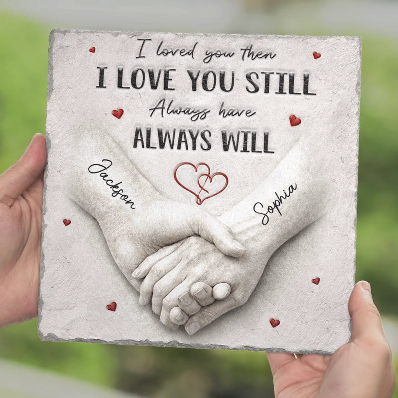 Custom Square Shaped Stone With Stand - Personalized Anniversary Wedding Gifts For Husband And Wife, Him And Her - Our Love Keeps Growing