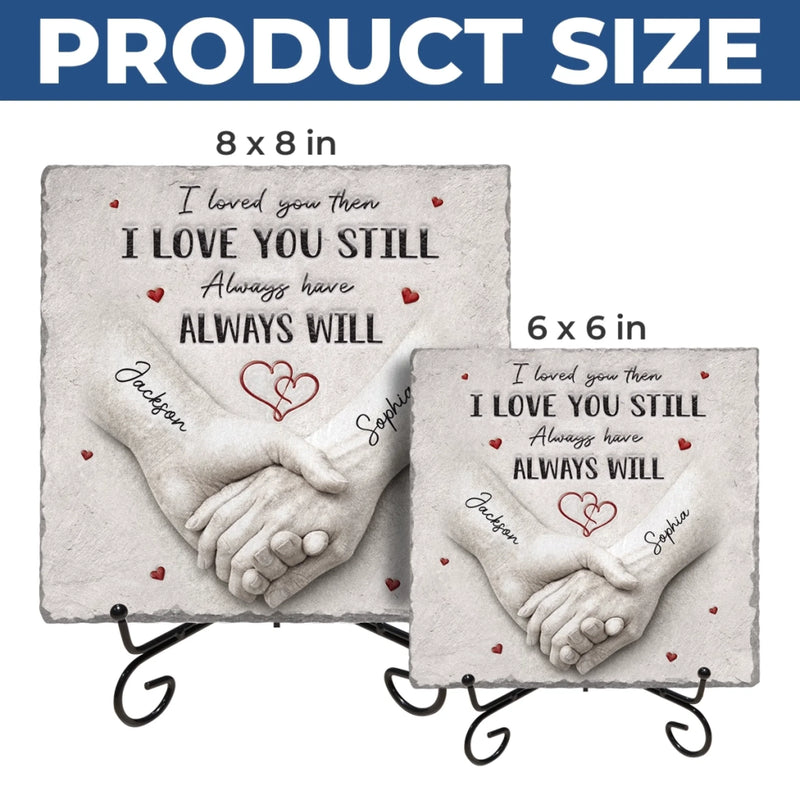 Custom Square Shaped Stone With Stand - Personalized Anniversary Wedding Gifts For Husband And Wife, Him And Her - Our Love Keeps Growing