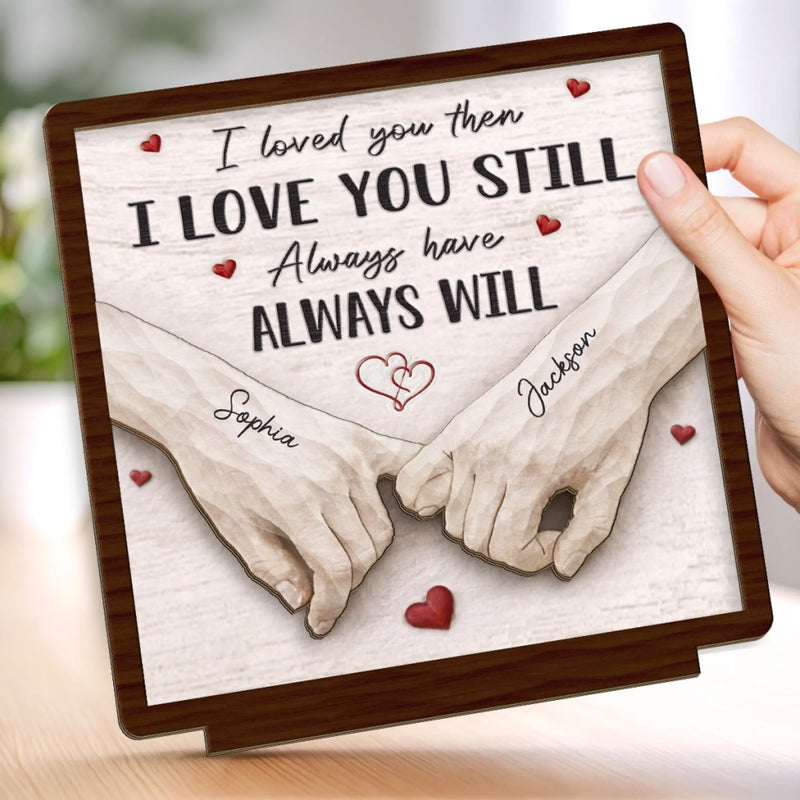 Custom 2-Layered Wooden Plaque - Personalized Anniversary Wedding Gifts For Husband And Wife, Him And Her - Still Falling For You