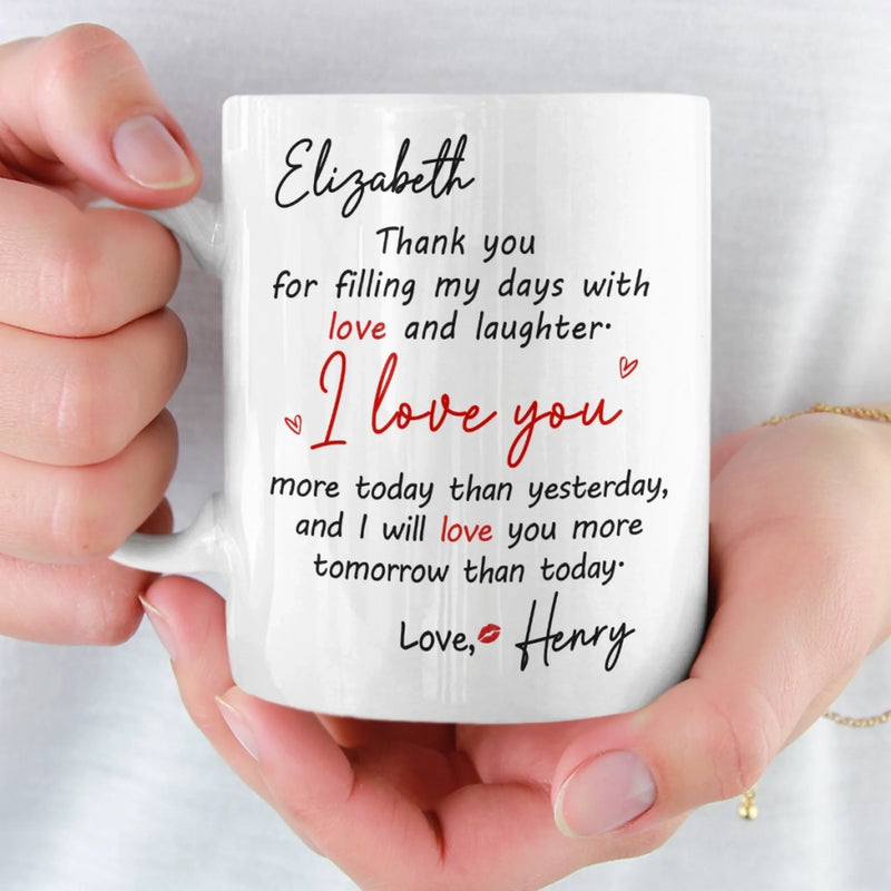 Custom Mug - Personalized Anniversary Wedding Gifts For Husband And Wife, Him And Her - Two Hearts One Direction