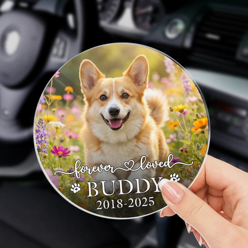 Custom Photo Acrylic Car Visor Clip - Personalized Pet Memorial Sympathy Gifts For Dogs, Cats - Always Along For The Ride
