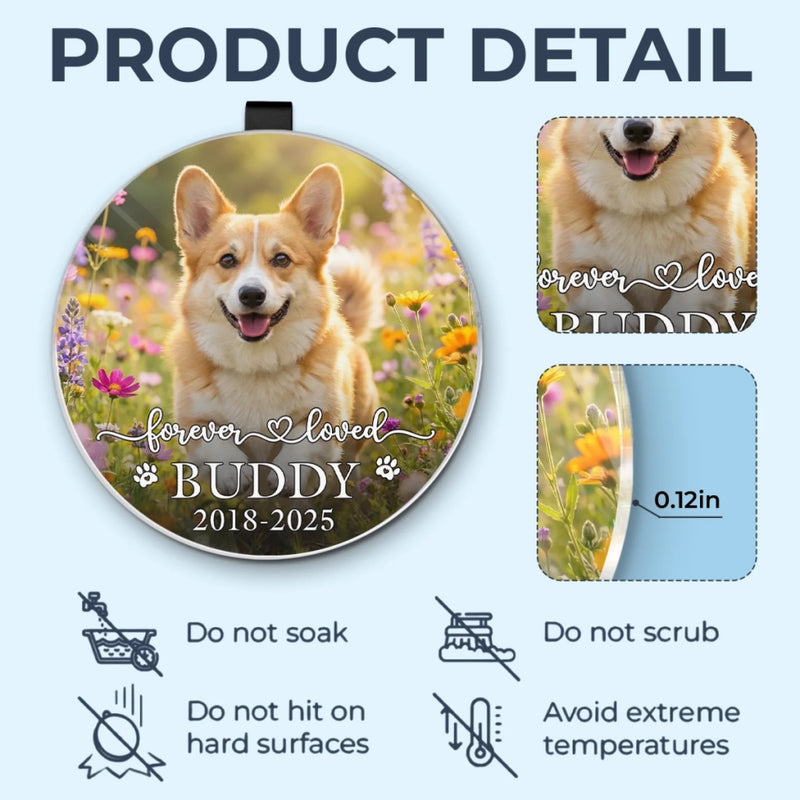 Custom Photo Acrylic Car Visor Clip - Personalized Pet Memorial Sympathy Gifts For Dogs, Cats - Always Along For The Ride