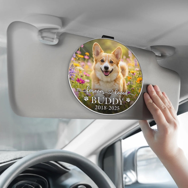 Custom Photo Acrylic Car Visor Clip - Personalized Pet Memorial Sympathy Gifts For Dogs, Cats - Always Along For The Ride