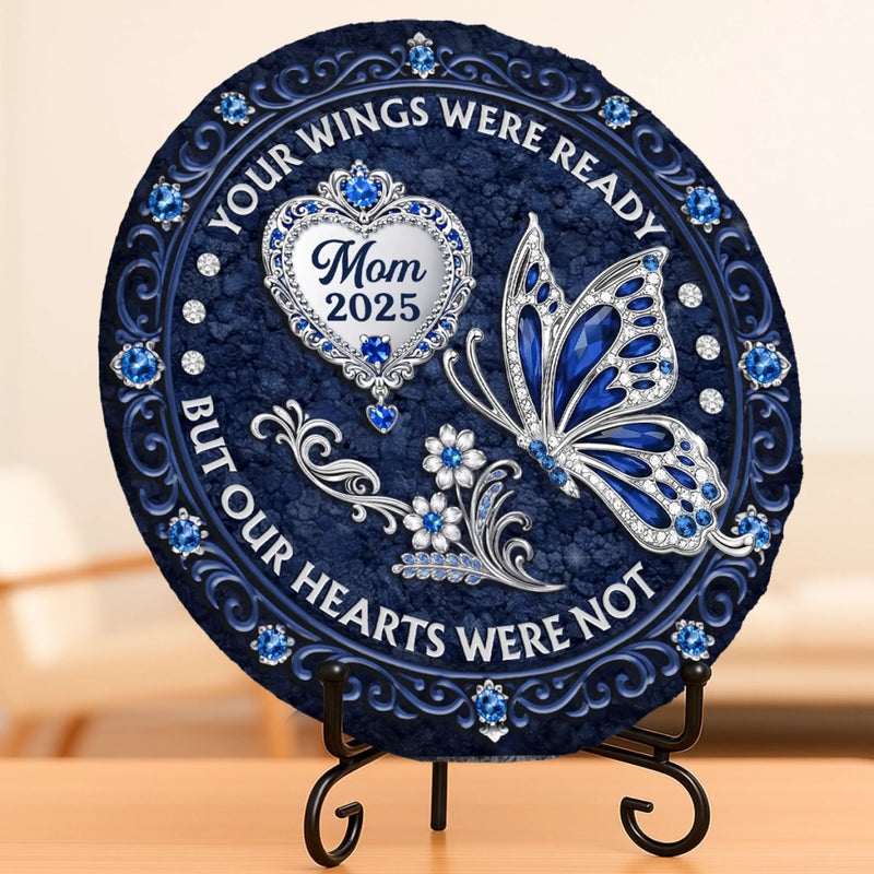 Custom Round Shaped Stone With Stand - Personalized Memorial Sympathy Gifts For Loss Of Mom, Dad - Forever Loved Never Forgotten