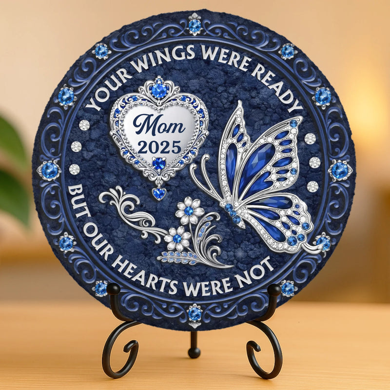 Custom Round Shaped Stone With Stand - Personalized Memorial Sympathy Gifts For Loss Of Mom, Dad - Forever Loved Never Forgotten
