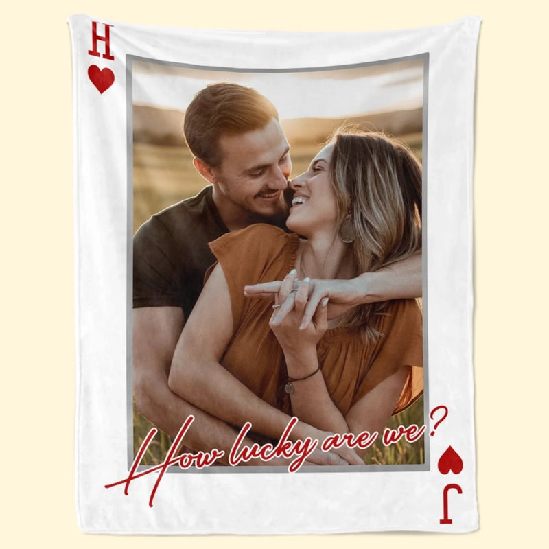 Custom Photo Blanket - Personalized Anniversary Wedding Gifts For Husband And Wife, Him And Her - Lucky Looks Good On Us