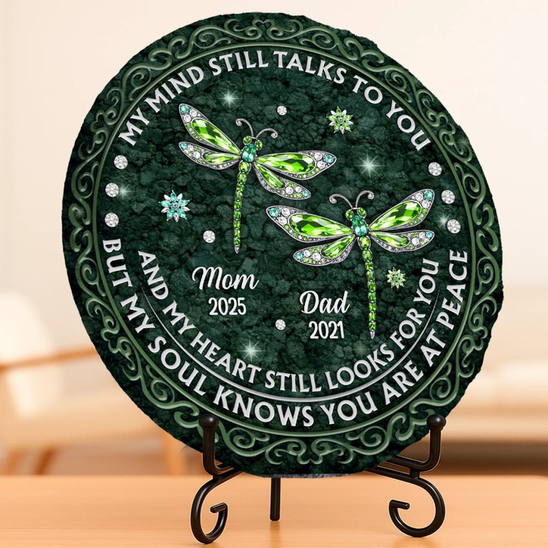 Custom Round Shaped Stone With Stand - Personalized Memorial Sympathy Gifts For Loss Of Mom, Dad - Your Memory Lives With Us