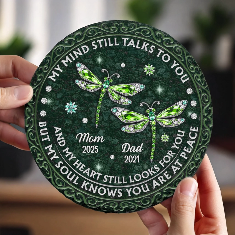 Custom Round Shaped Stone With Stand - Personalized Memorial Sympathy Gifts For Loss Of Mom, Dad - Your Memory Lives With Us