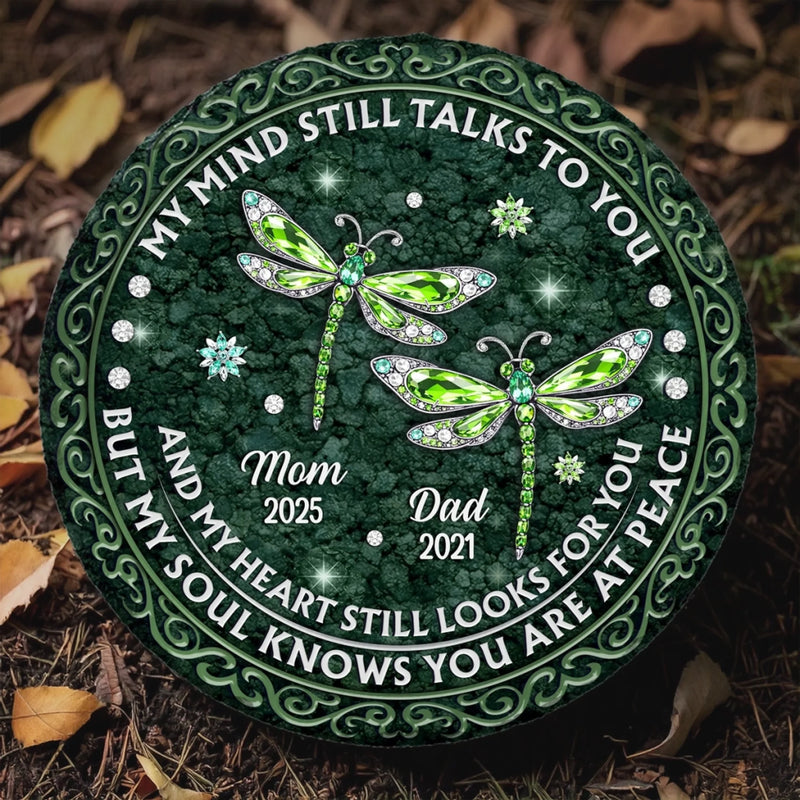 Custom Round Shaped Stone With Stand - Personalized Memorial Sympathy Gifts For Loss Of Mom, Dad - Your Memory Lives With Us