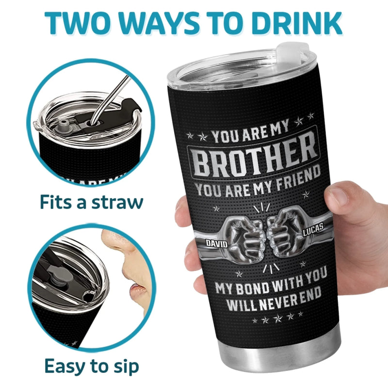 Custom Tumbler - Personalized Birthday Gifts For Brother - Brotherhood Forever