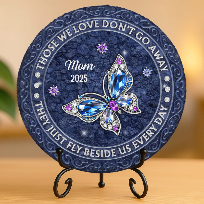 Custom Round Shaped Stone With Stand - Personalized Memorial Sympathy Gifts For Loss Of Mom, Dad - Always In Our Hearts