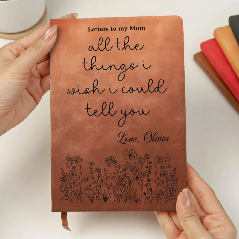 Custom Leather Writing Journal - Personalized Memorial Sympathy Gifts For Loss Of Mom, Dad - Your Love Is My Eternal Comfort
