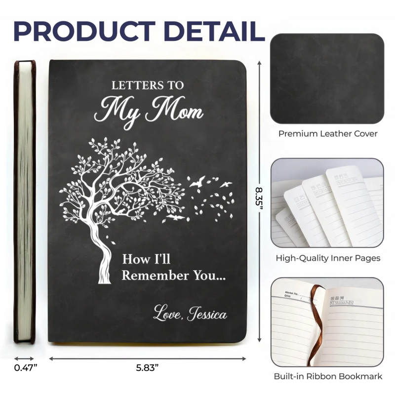 Custom Leather Writing Journal - Personalized Memorial Sympathy Gifts For Loss Of Mom, Dad - Your Love Is My Eternal Comfort