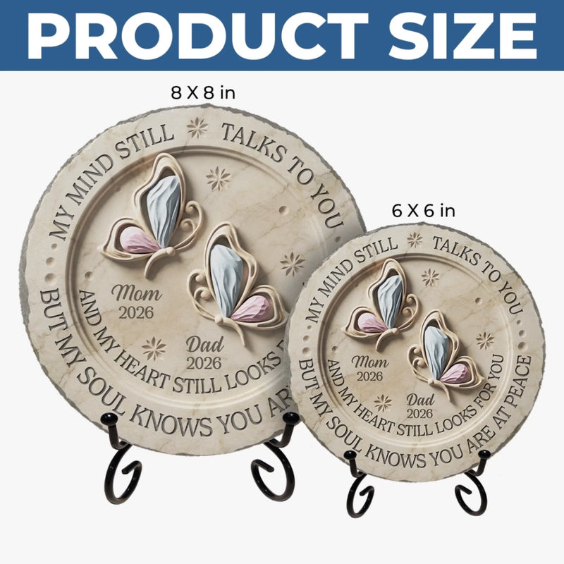 Custom Round Shaped Stone With Stand - Personalized Memorial Sympathy Gifts For Loss Of Mom, Dad - Peace Beyond Words