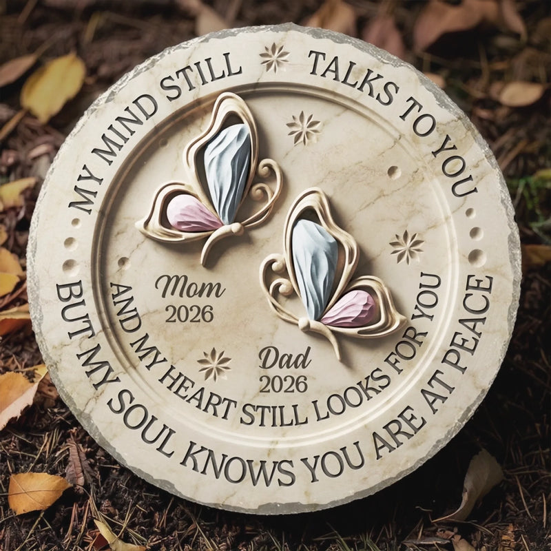 Custom Round Shaped Stone With Stand - Personalized Memorial Sympathy Gifts For Loss Of Mom, Dad - Peace Beyond Words