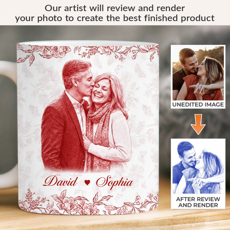 Custom Photo Mug - Personalized Anniversary Wedding Gifts For Husband And Wife, Him And Her - Holding Hearts Through Everything