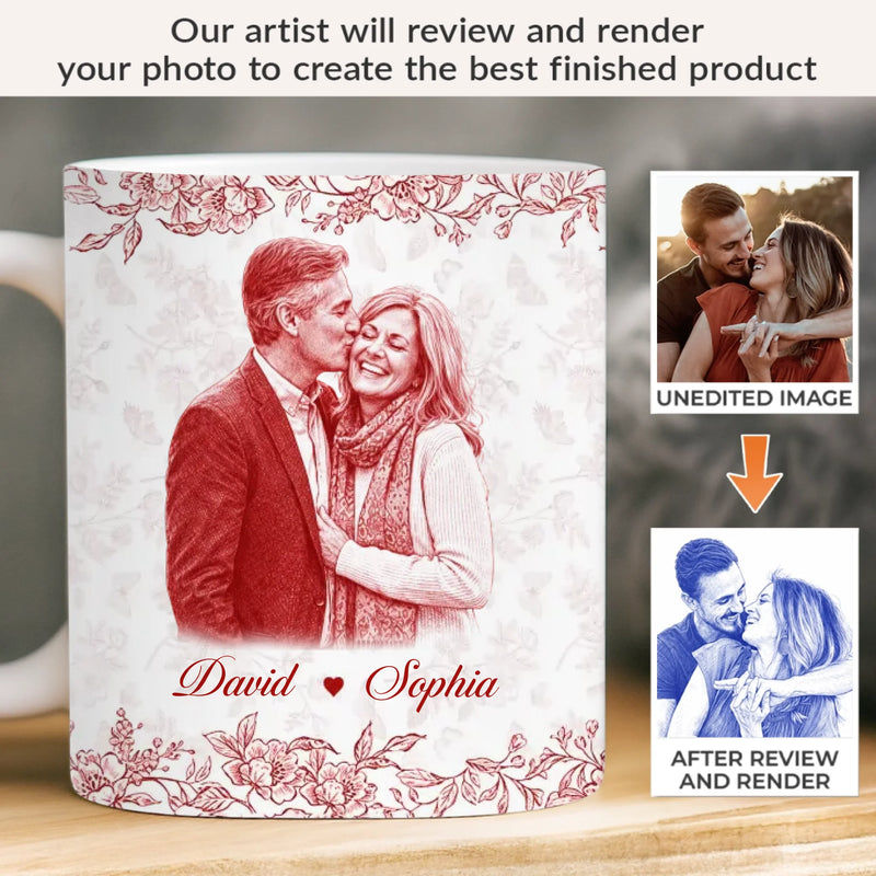 Custom Photo Mug - Personalized Anniversary Wedding Gifts For Husband And Wife, Him And Her - Holding Hearts Through Everything
