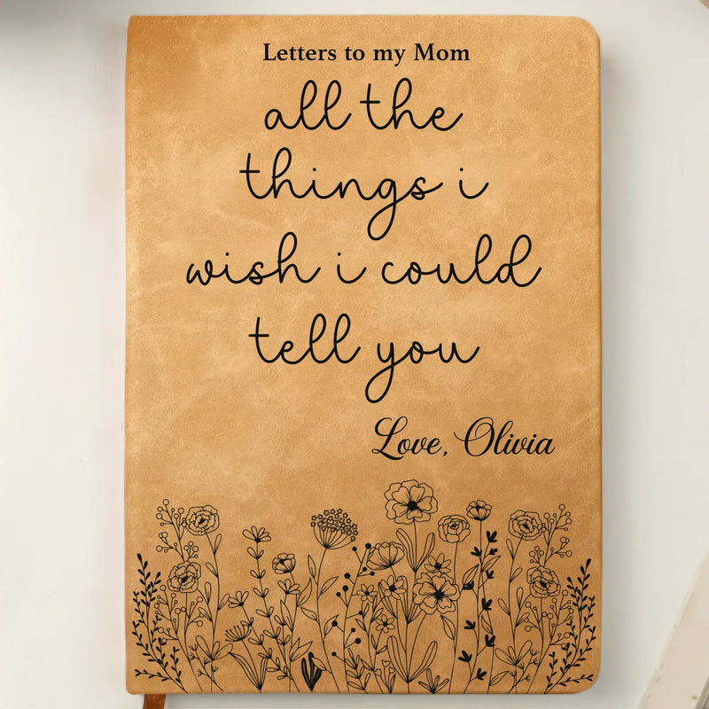 Custom Leather Writing Journal - Personalized Memorial Sympathy Gifts For Loss Of Mom, Dad - Your Love Is My Eternal Comfort