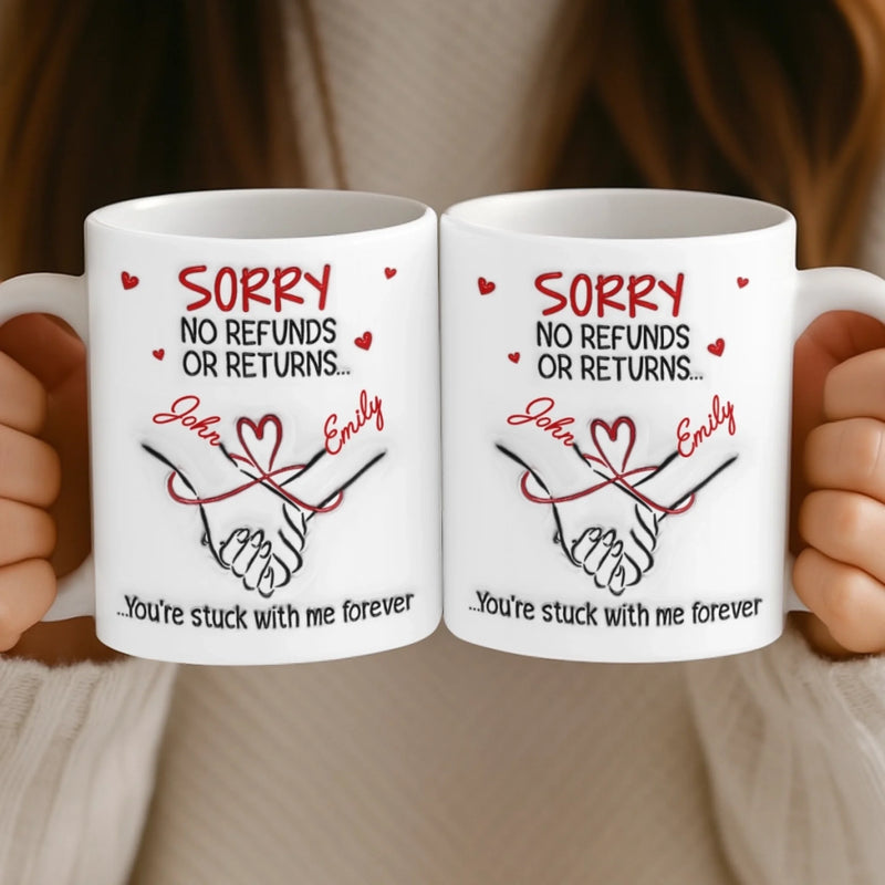 Custom 3D Inflated Effect Printed Mug - Personalized Anniversary Wedding Gifts For Husband And Wife, Him And Her - Our Love Starts With Coffee