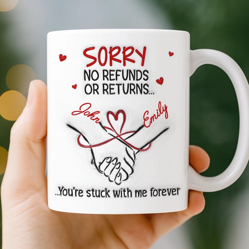 Custom 3D Inflated Effect Printed Mug - Personalized Anniversary Wedding Gifts For Husband And Wife, Him And Her - Our Love Starts With Coffee