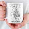 Custom Photo Mug - Personalized Anniversary Wedding Gifts For Husband And Wife, Him And Her - Growing Old Side By Side