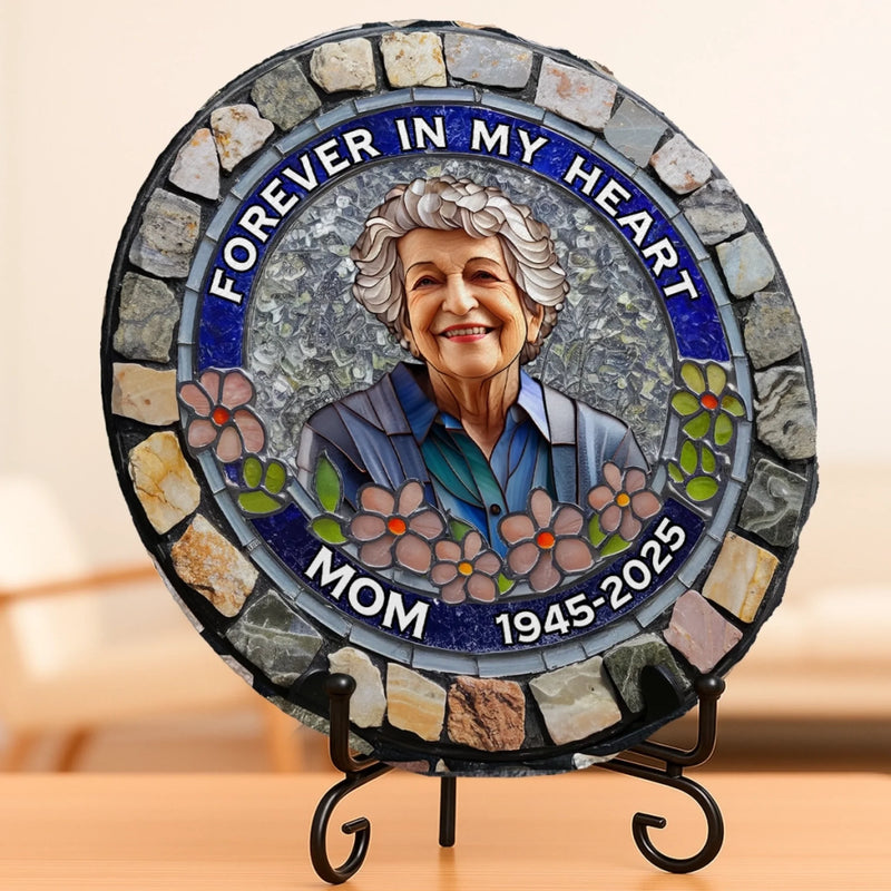 Custom Photo Round Shaped Stone With Stand - Personalized Memorial Sympathy Gifts For Loss Of Mom, Dad - I'm Always With You