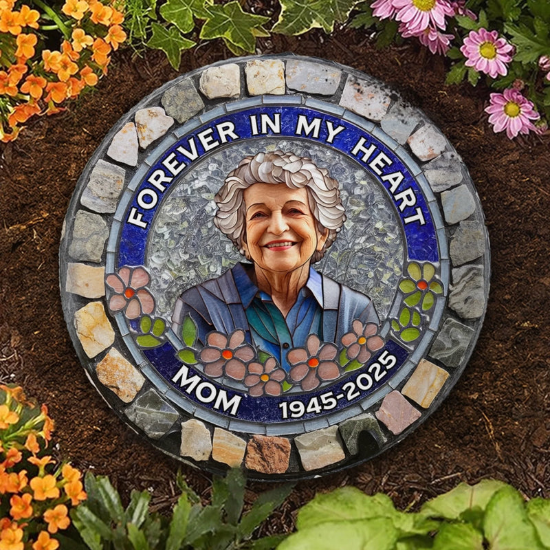 Custom Photo Round Shaped Stone With Stand - Personalized Memorial Sympathy Gifts For Loss Of Mom, Dad - I'm Always With You