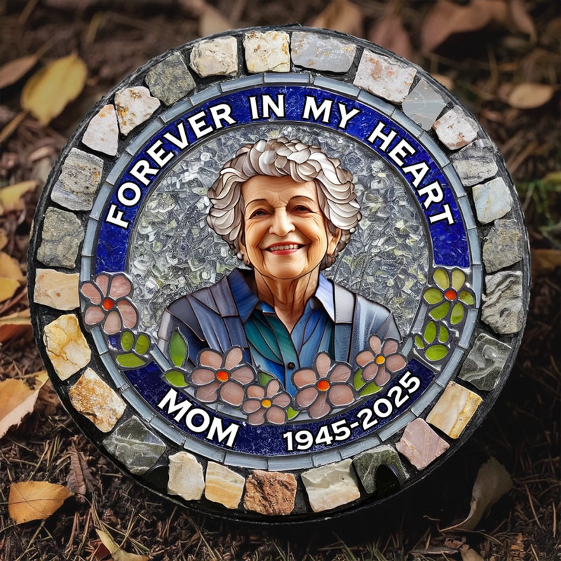 Custom Photo Round Shaped Stone With Stand - Personalized Memorial Sympathy Gifts For Loss Of Mom, Dad - I'm Always With You