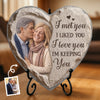 Custom Photo Heart Shaped Stone With Stand - Personalized Anniversary Wedding Gifts For Husband And Wife, Him And Her - Side By Side Feels Right