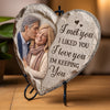 Custom Photo Heart Shaped Stone With Stand - Personalized Anniversary Wedding Gifts For Husband And Wife, Him And Her - Side By Side Feels Right