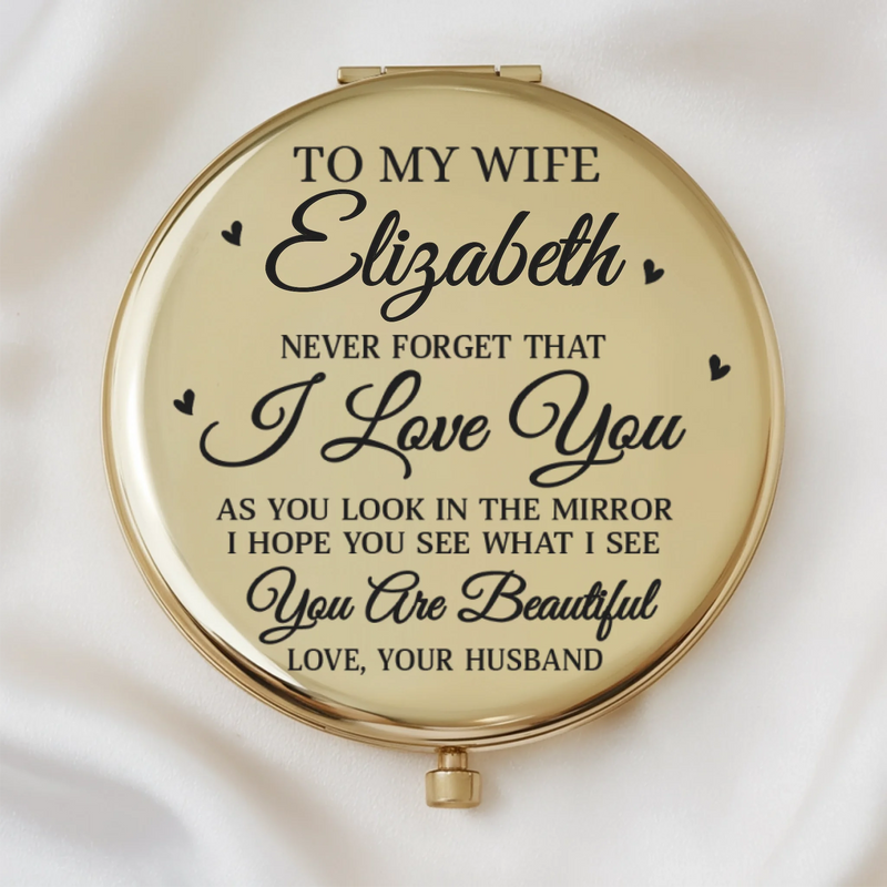 Custom Compact Mirror - Personalized Anniversary Wedding Gifts For Husband And Wife, Him And Her - Us Feels Like Home