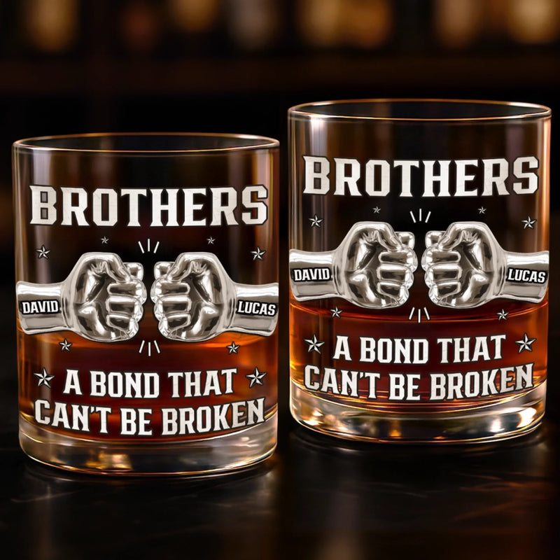 Custom Whiskey Glass - Personalized Birthday Gifts For Brothers - Raised Together, Bonded Forever