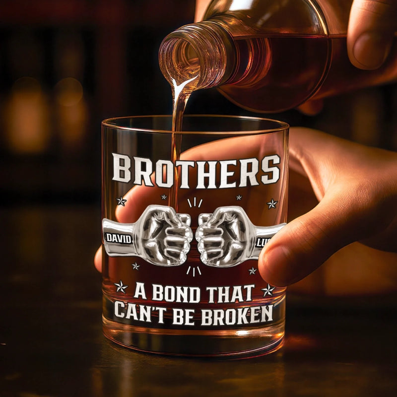 Custom Whiskey Glass - Personalized Birthday Gifts For Brothers - Raised Together, Bonded Forever