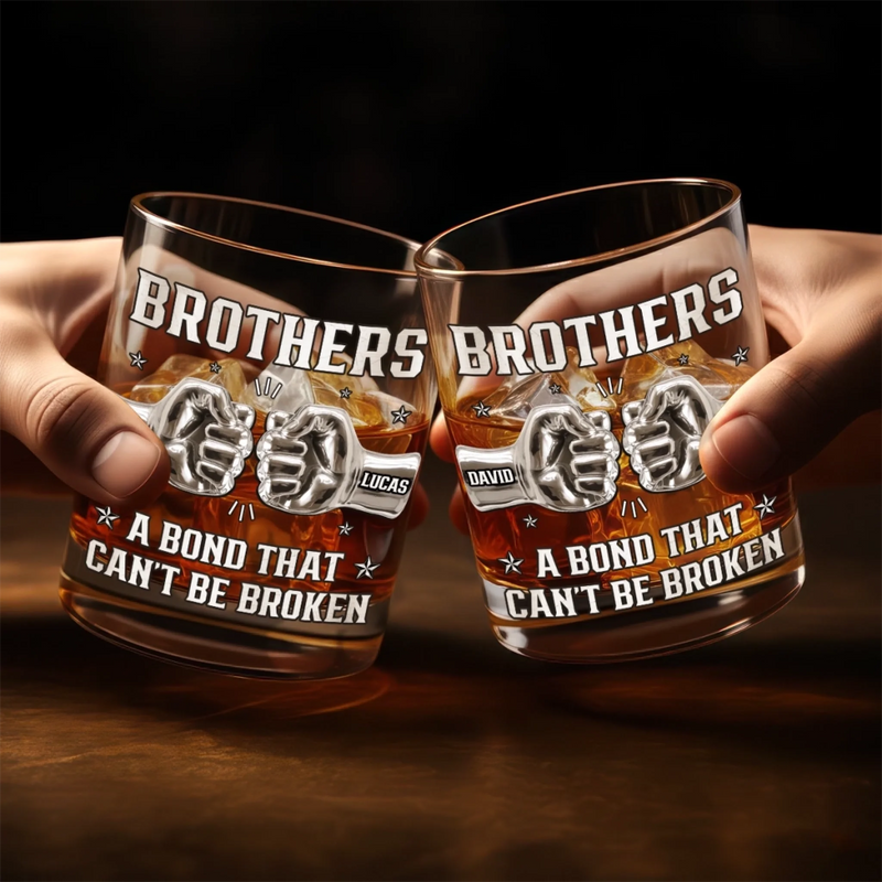 Custom Whiskey Glass - Personalized Birthday Gifts For Brothers - Raised Together, Bonded Forever