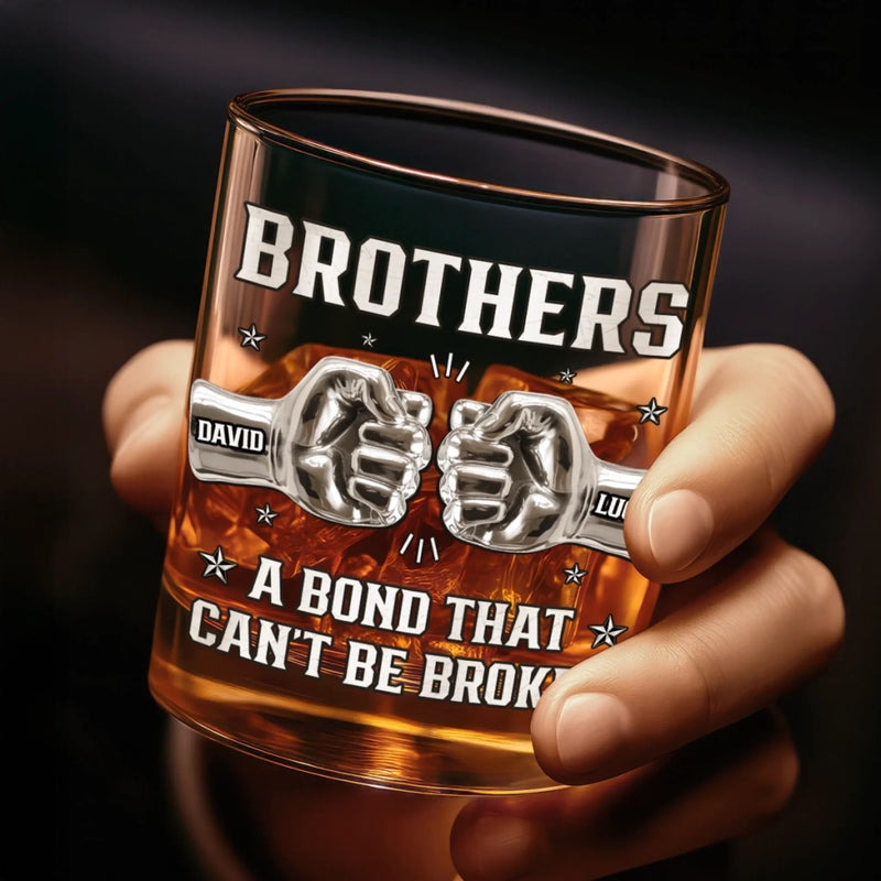 Custom Whiskey Glass - Personalized Birthday Gifts For Brothers - Raised Together, Bonded Forever