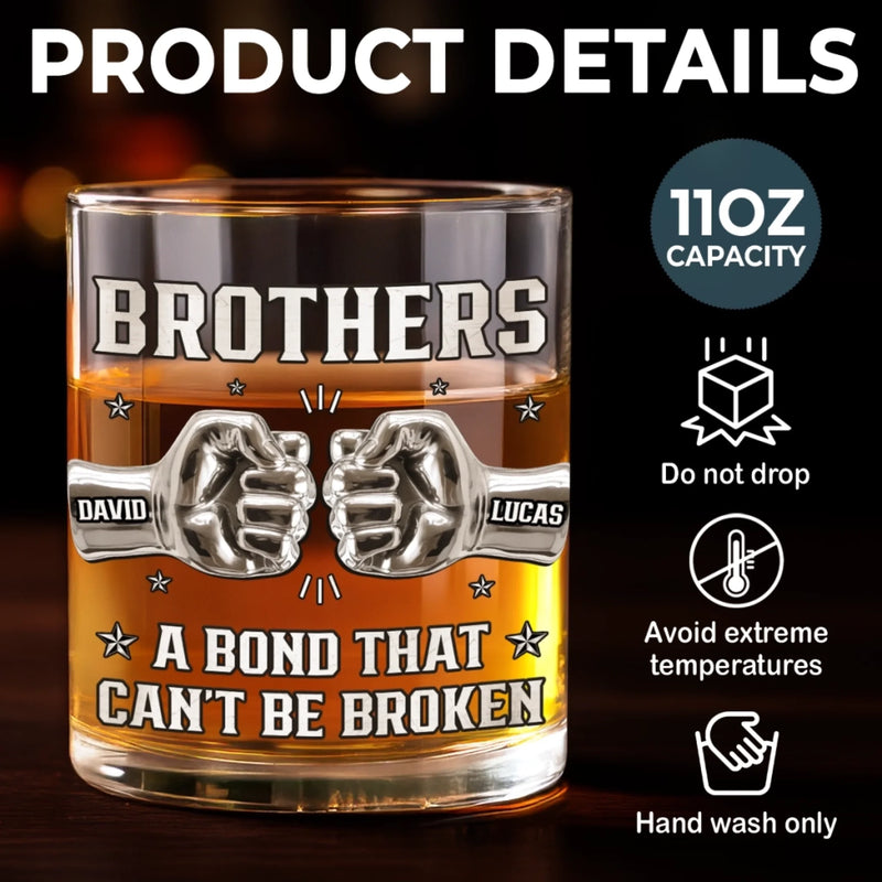 Custom Whiskey Glass - Personalized Birthday Gifts For Brothers - Raised Together, Bonded Forever