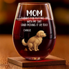 Custom Wine Glass - Personalized Birthday Gifts For Dog Lovers, Dog Dad And Mom - A Toast To Real Moms
