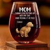 Custom Wine Glass - Personalized Birthday Gifts For Dog Lovers, Dog Dad And Mom - A Toast To Real Moms