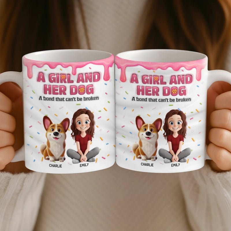 Custom 3D Inflated Effect Printed Mug - Personalized Birthday Gifts For Dog Lovers, Dog Dad And Mom - Her World, Her Dog