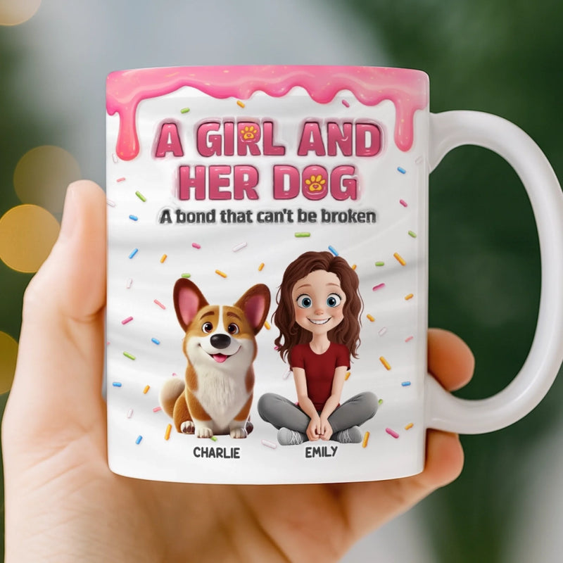 Custom 3D Inflated Effect Printed Mug - Personalized Birthday Gifts For Dog Lovers, Dog Dad And Mom - Her World, Her Dog